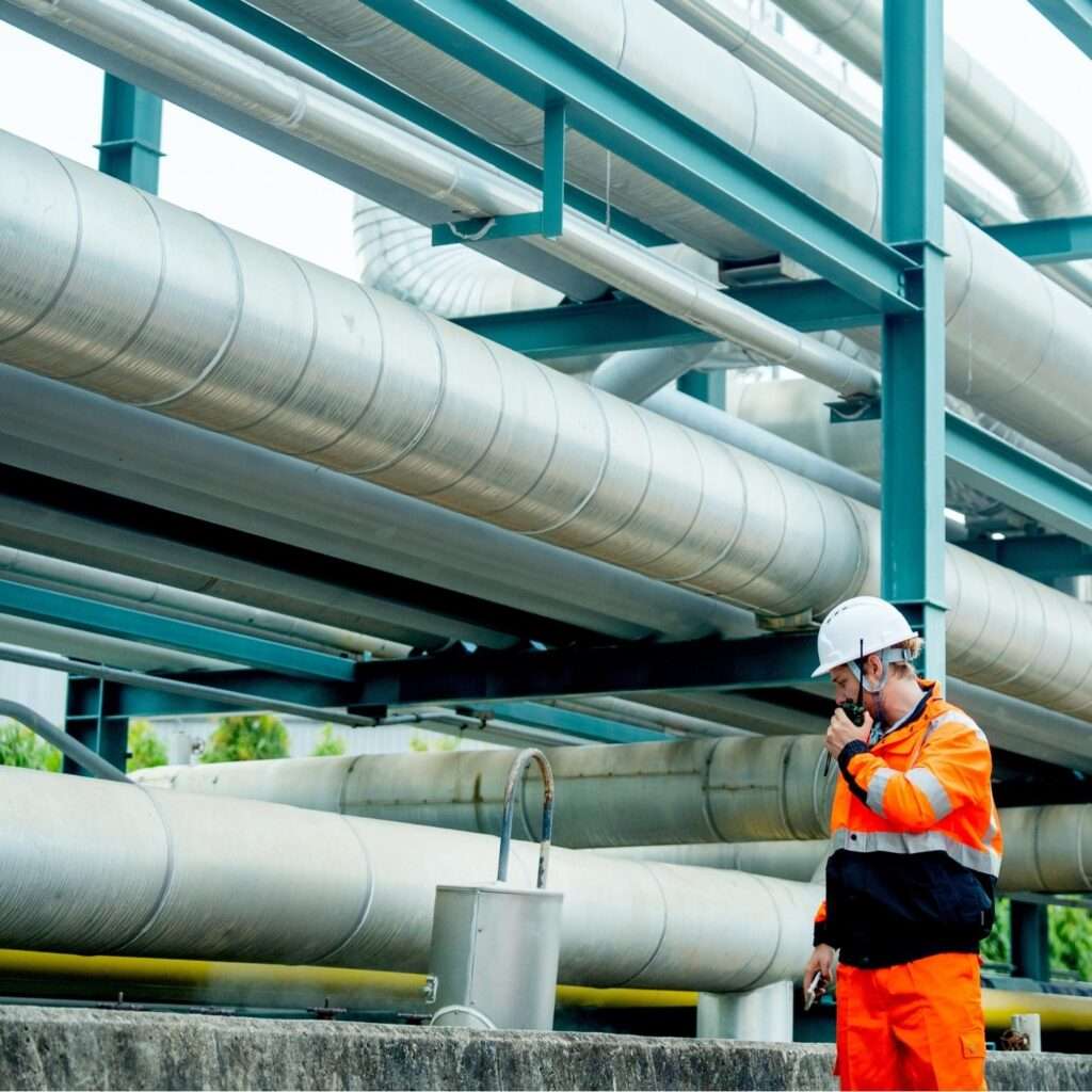 Worker at oil refinery