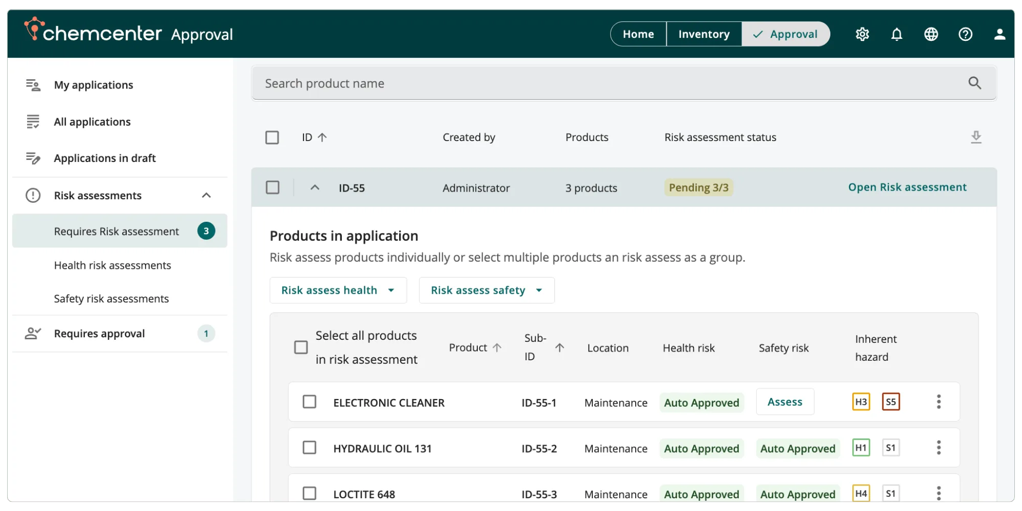 ChemCenter Chemical Approval