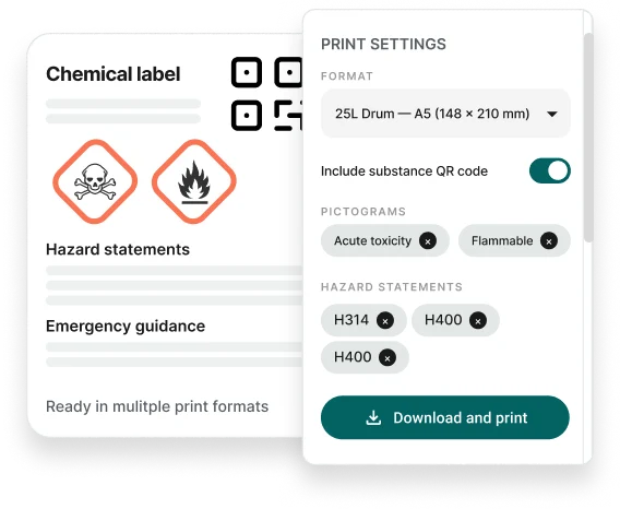 ChemCenter chemical labels feature